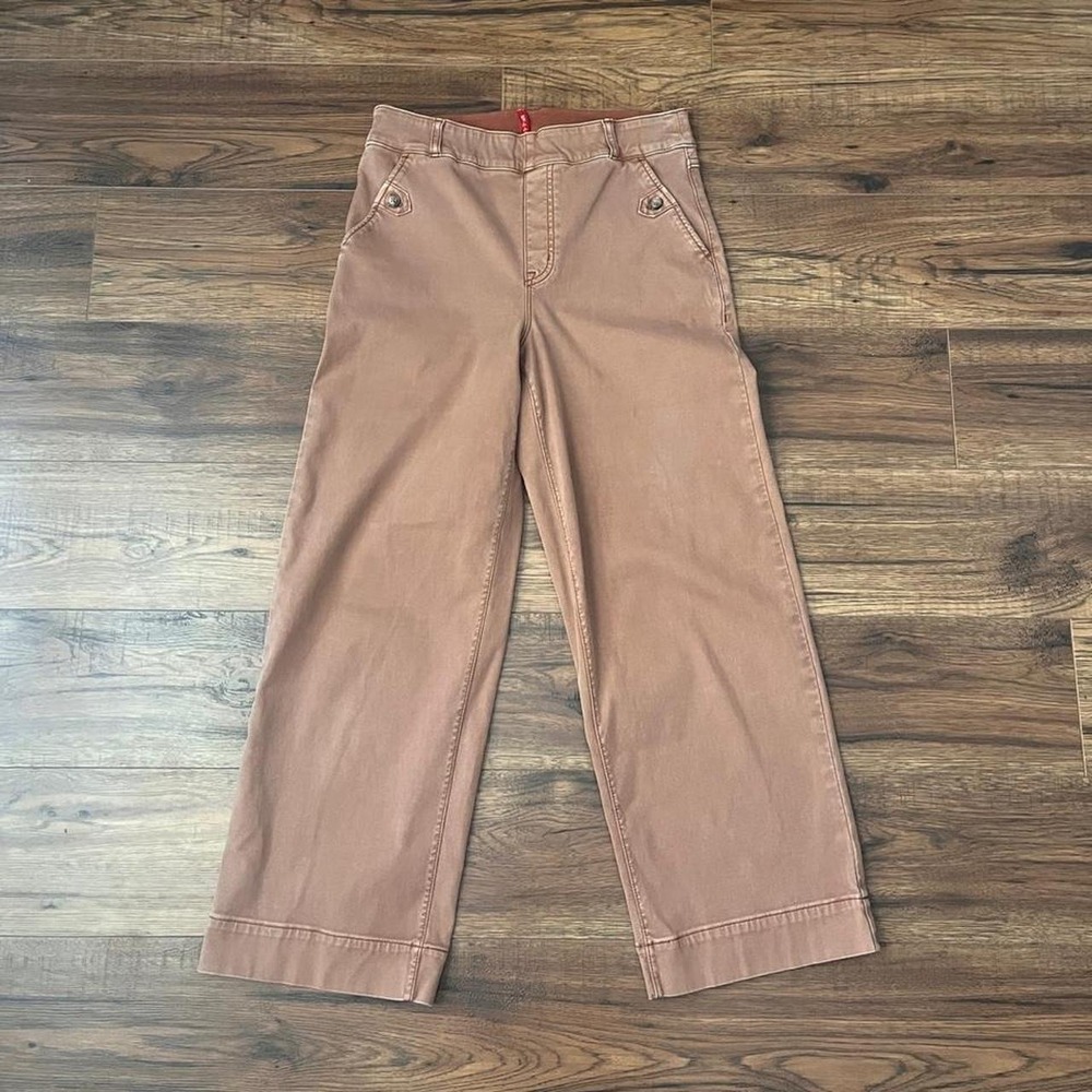 Spanx Cropped Wide Leg Pants Terracotta High Rise Women M Minimalist Comfort
